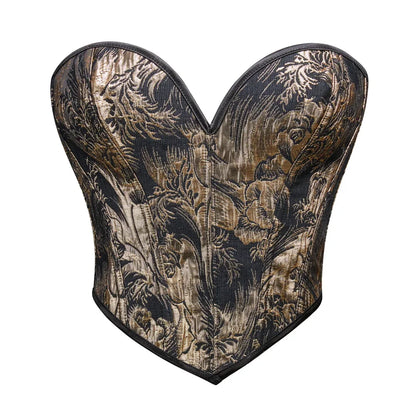 Corsets Crop Tops Golden Printed Bustiers