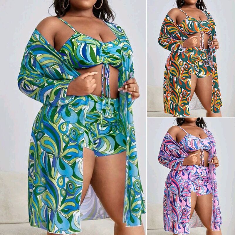 Women's Floral Swimsuit Bikini Three-piece Set