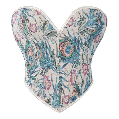 Corsets Crop Tops Golden Printed Bustiers