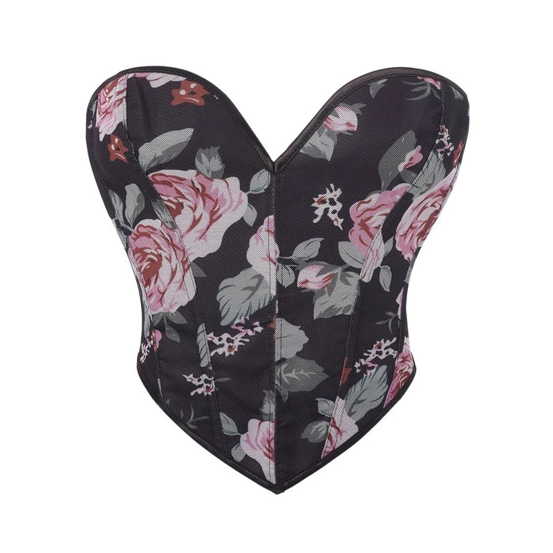 Corsets Crop Tops Golden Printed Bustiers