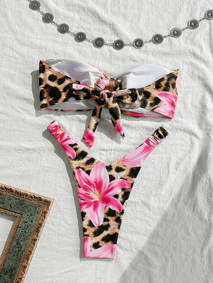 Tube Top Sexy Split Bikini Swimsuit For Women