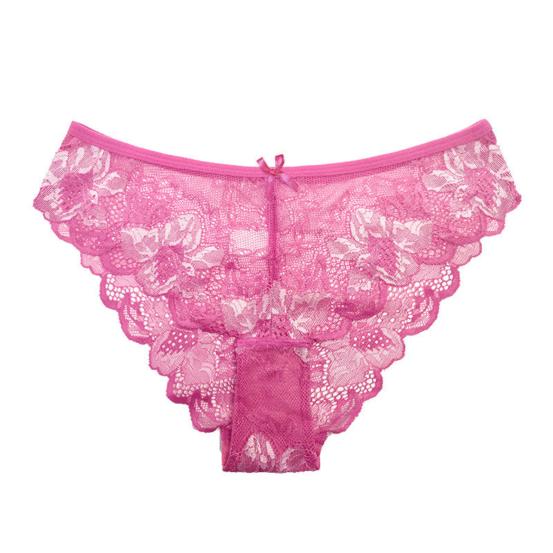 Cross Sheer Low Waist Lace Foreign Trade Underwear Women's Comfortable Breathable Hollow Hip Lifting