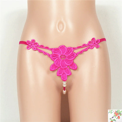 Women's Underwear Flower Cutout Big Beads Flirting