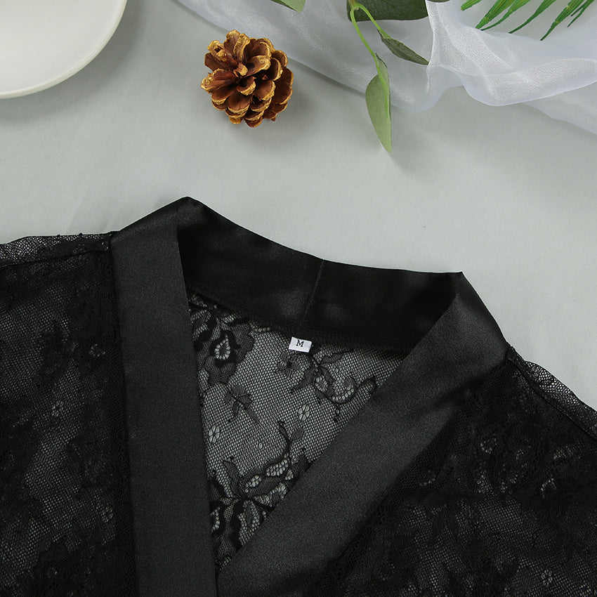 Women's Fashionable Casual Lace Lace See-through Nightgown