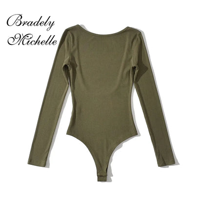 One-Line Neck Backless Bodysuit