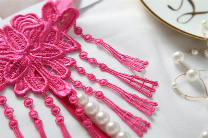 Tassel Pearl Open-end Embroidered Underwear