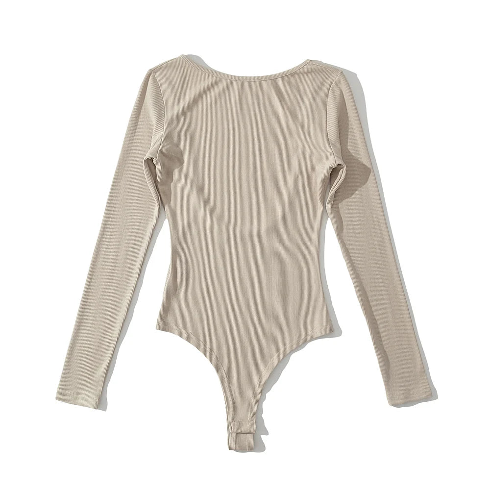 One-Line Neck Backless Bodysuit