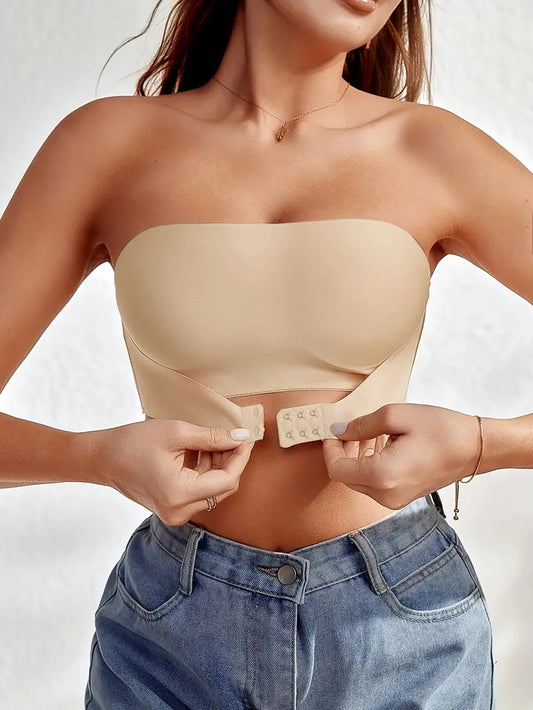 Women's Strapless No Padding Seamless Front Button Bra Comfortable