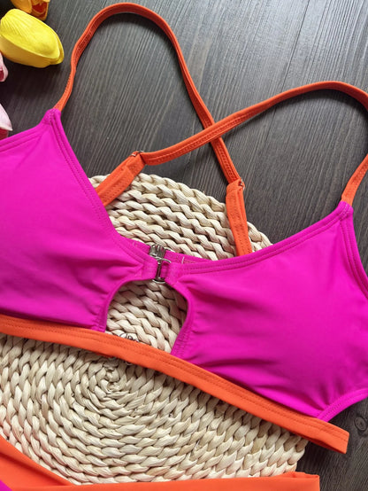 Sexy Solid Splicing Bikinis Set Women's Swimsuit Two-piece
