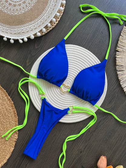 Sexy Halter Solid color Bikini Set Women's Swimsuit