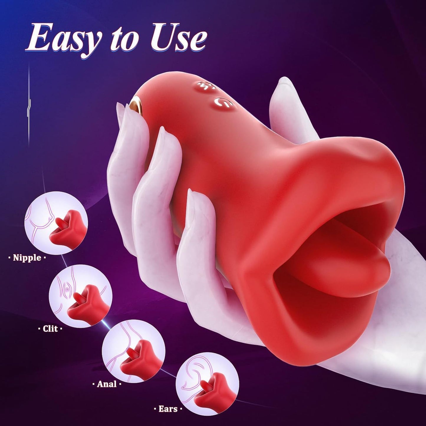 Red Lips And Big Mouth Licks Masturbation Vibrator With Tongue
