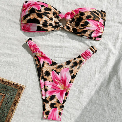 Tube Top Sexy Split Bikini Swimsuit For Women
