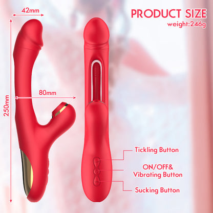 Rabbit Sexy Toys -LOVENOTE G Spot  Massager For Women Clitoral Nipple Stimulation, 3 In 1 Sexy Toys With 14 Vibration & 7 Tongue Licking Flapping