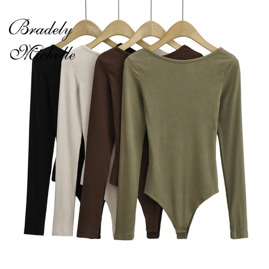 One-Line Neck Backless Bodysuit