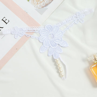 Women's Underwear Flower Cutout Big Beads Flirting
