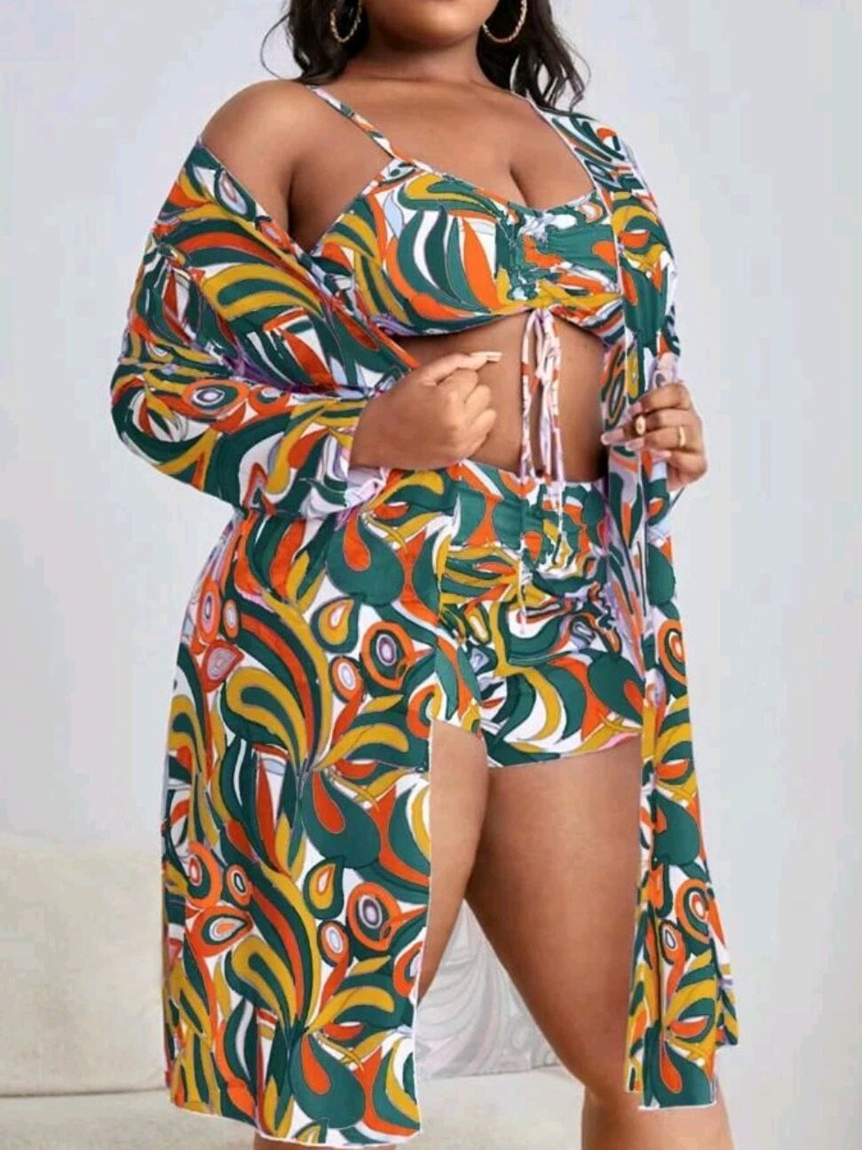 Women's Floral Swimsuit Bikini Three-piece Set