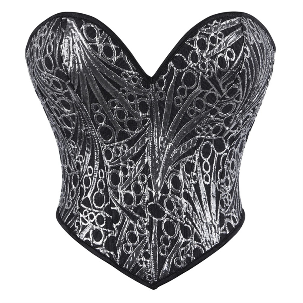 Corsets Crop Tops Golden Printed Bustiers