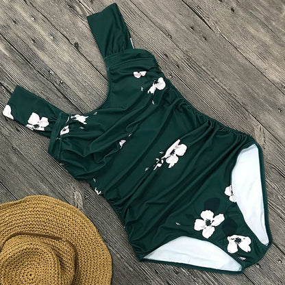 Open-back Floral-print Slim-fit Swimsuit