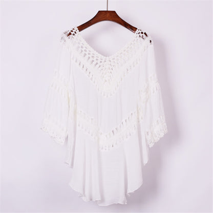 Loose Mid-length Large Swing Crochet Beach Bikini Swimwear Beach Cover-up For Women