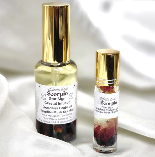 Scorpio: Star Sign Crystal Infused Goddess Body and Perfume Oil -