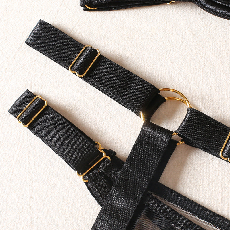 Three Piece Color Blocking Bra Thong