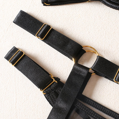 Three Piece Color Blocking Bra Thong