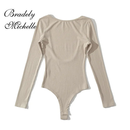 One-Line Neck Backless Bodysuit