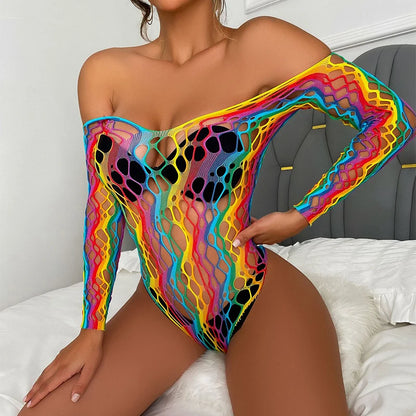 Sheer Mesh Long-Sleeve Bodysuit