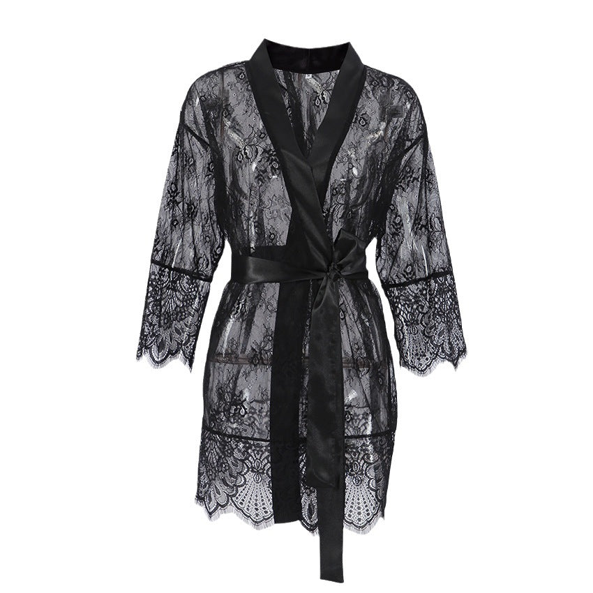 Women's Fashionable Casual Lace Lace See-through Nightgown